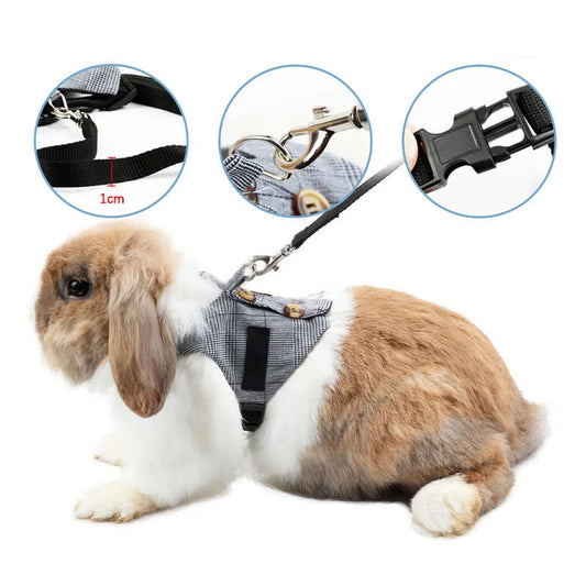 Small Pet Rabbit/Guinea Pig Harness and Leash Adjustable Braces