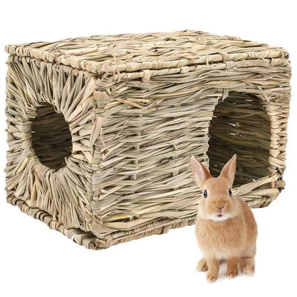 Foldable Rabbit Straw Nest House Woven Grass Sleeping Bed