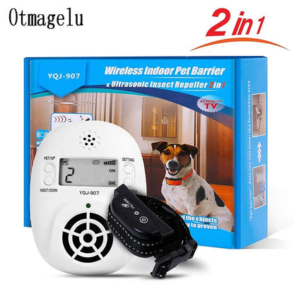 2 in 1 Wireless Electronic Pet Dog Fence Indoor Pet Barriers with Pest Repellent