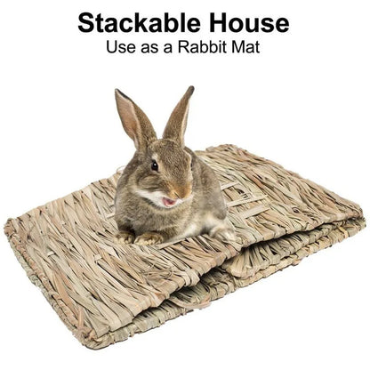 Foldable Rabbit Straw Nest House Woven Grass Sleeping Bed