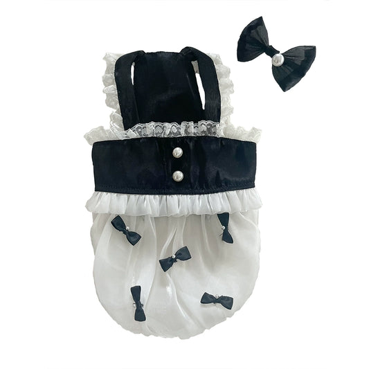 Pet Clothes Summer New Arrival Hepburn Style Black and White Dress Teddy