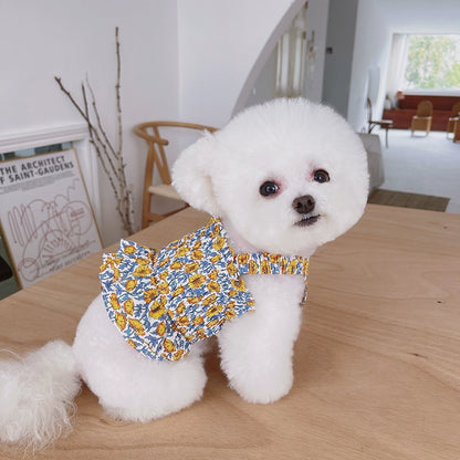 Pet Clothes Spring/Summer Style Fairy Floral Ruched Dress Dog