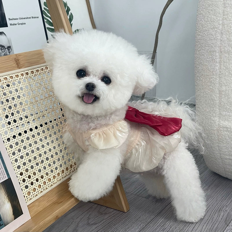 Pet Clothes Arrival Flounced Sleeve Bows Dress