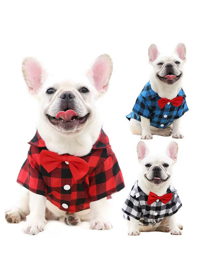 Dog Gingham Shirt Suit Medium and Large Dogs Pet Clothes