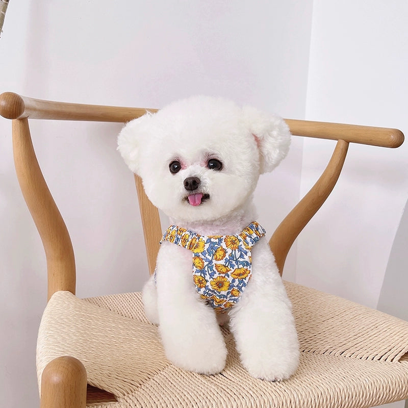 Pet Clothes Spring/Summer Style Fairy Floral Ruched Dress Dog