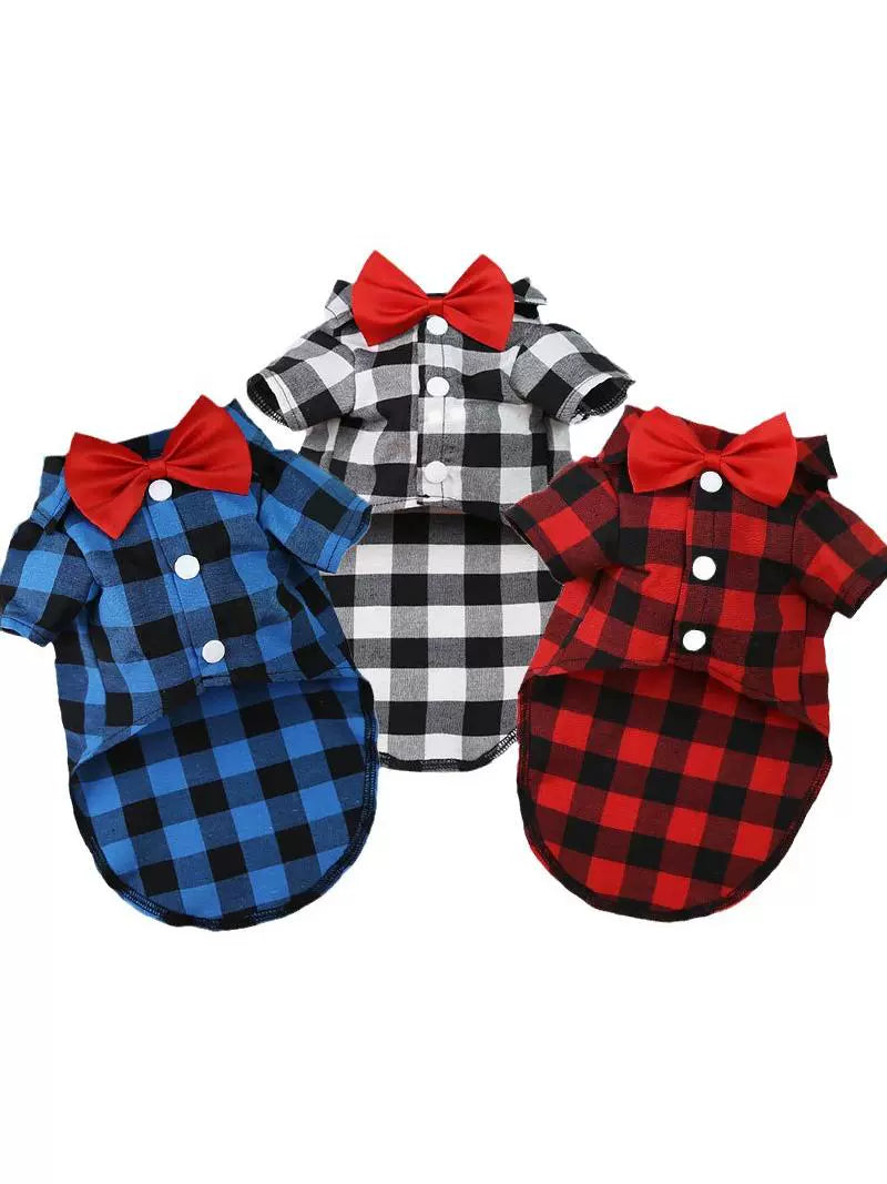 Dog Gingham Shirt Suit Medium and Large Dogs Pet Clothes