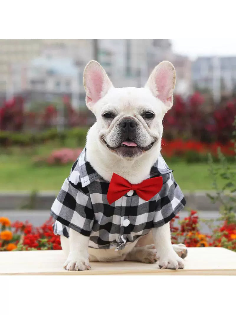 Dog Gingham Shirt Suit Medium and Large Dogs Pet Clothes