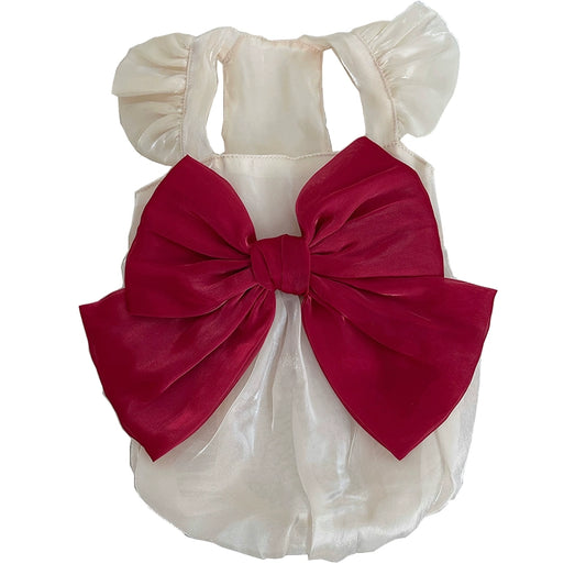 Pet Clothes Arrival Flounced Sleeve Bows Dress