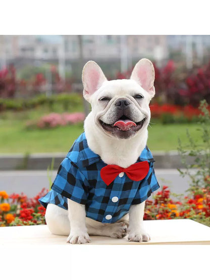 Dog Gingham Shirt Suit Medium and Large Dogs Pet Clothes