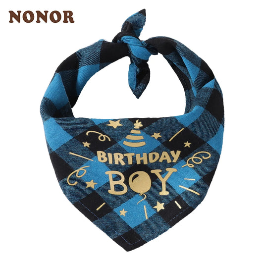 NONOR Birthday Pet Bandanas Collar for Dogs Cats Cotton Triangular