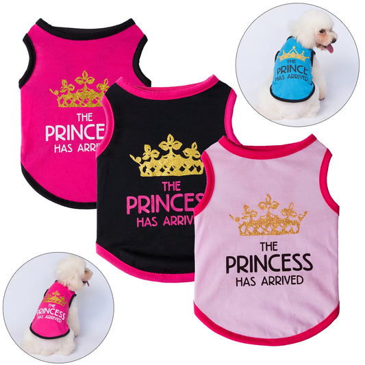 Princess Crown Dog Vest T Shirt Summer Cotton Pet Clothes for Small Dogs