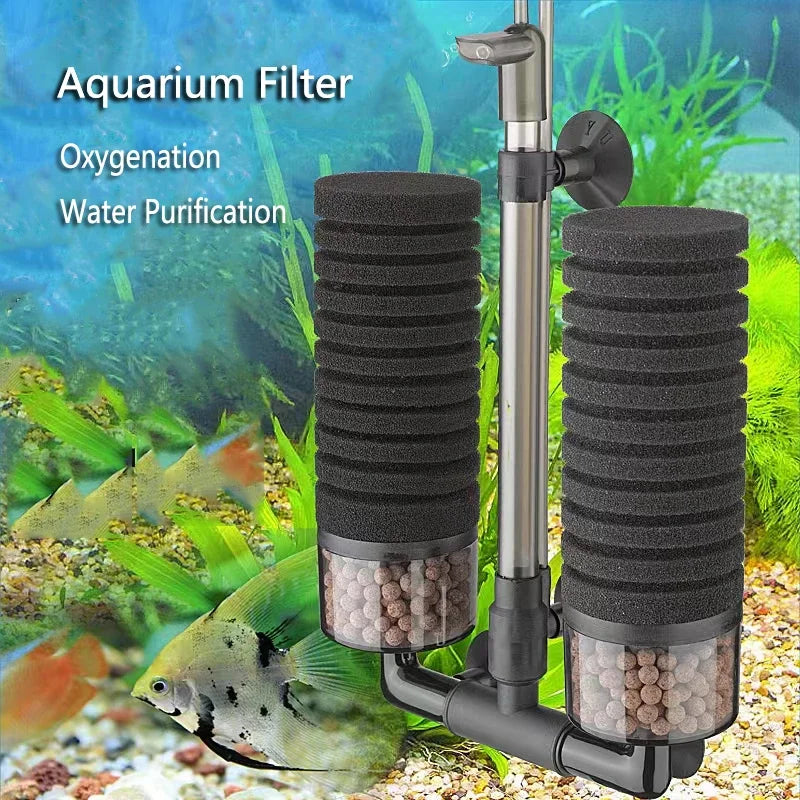 Black Aquarium Filter for Aquarium Fish Tank Air Pump Skimmer Biochemical Sponge