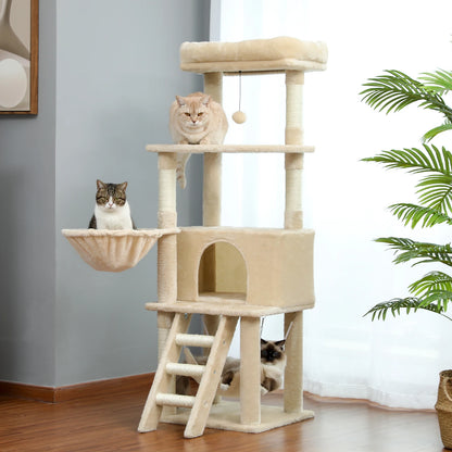 Luxury Cat Tree Condo Furniture Kitten Activity Tower with Scratching Posts Perches Hammock