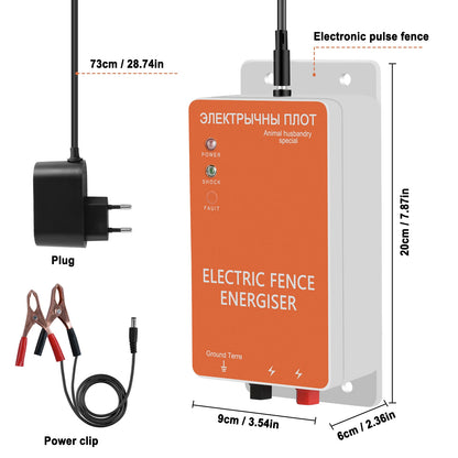 Electric Fence 10KM Solar Energizer Charger Controller Farm Animal Fence Alarm Livestock Tools High Voltage Horse Cattle Poultry