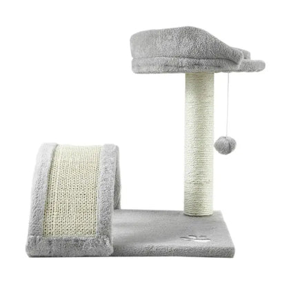 FluffyDream Cat Tree Condo with Scratching Post, Cat Tower Pet Play House with Toy, Grey, 17 Inch