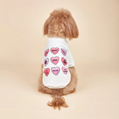 Pet Dog T-Shirt Dogs Cats Pink Heart