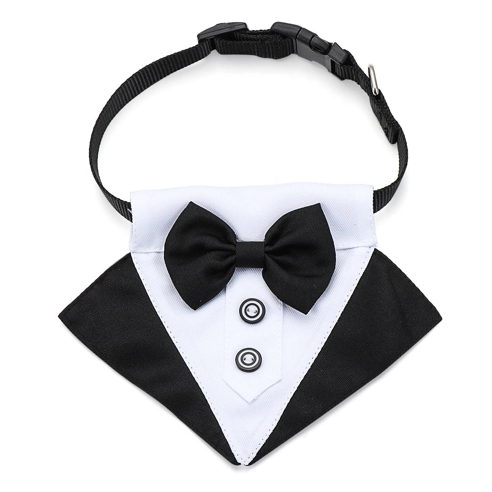 White Collar Dog Suit Formal Tuxedo Bow Ties Dog Necktie