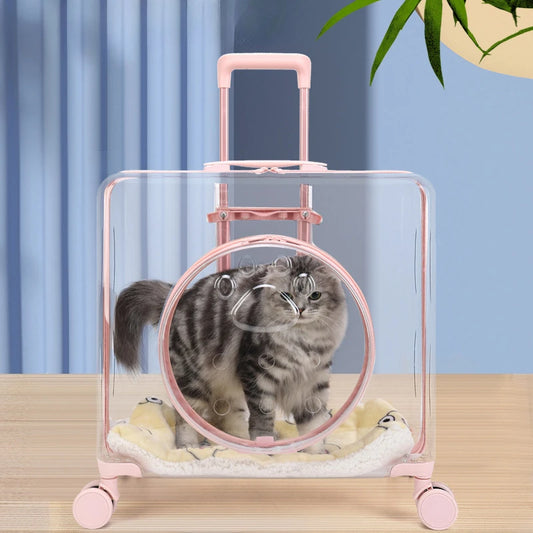 Extra Large Luxury Square Pet Carrier Bag Travel Trolley Transparent Universal Wheel Trolley Case