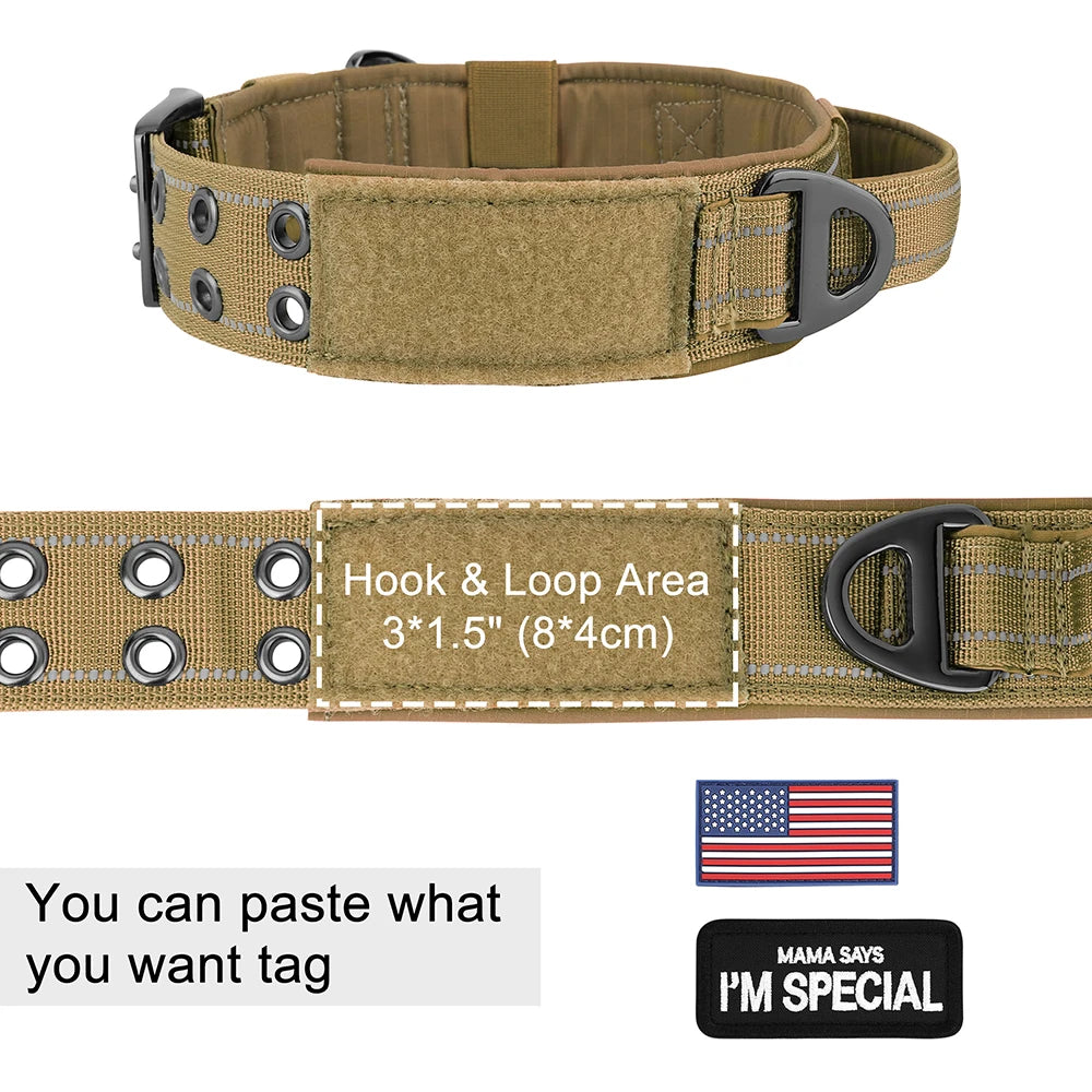 Military Tactical Dog Collar Nylon Wide