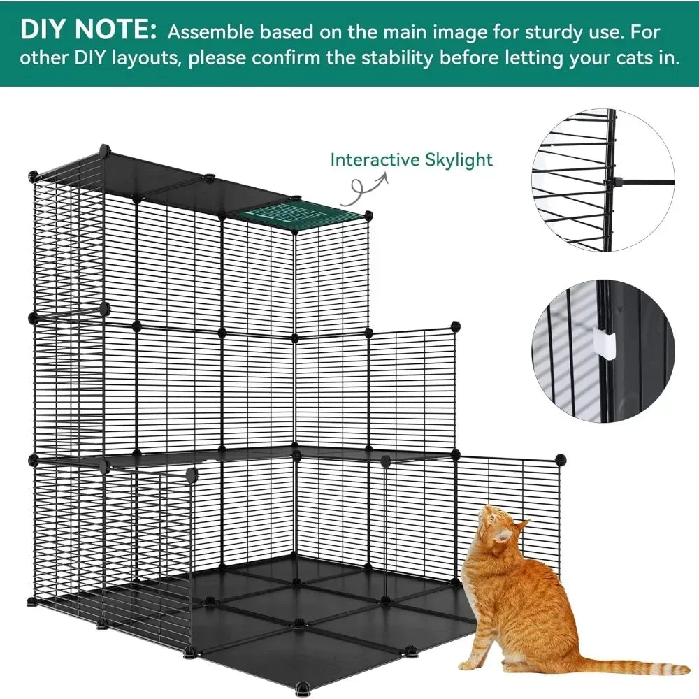 4 Tier Cat Cage Large with Hammock Outdoor Cat Enclosure Catio Metal Kennels