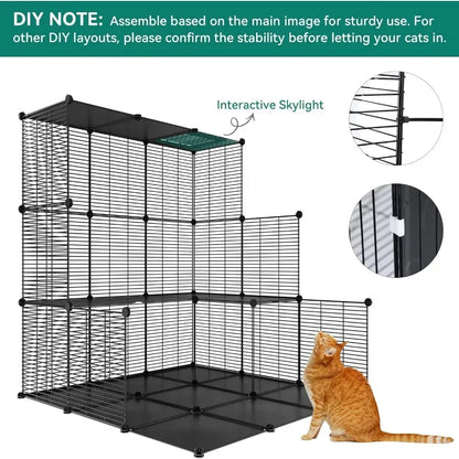 4 Tier Cat Cage Large with Hammock Outdoor Cat Enclosure Catio Metal Kennels