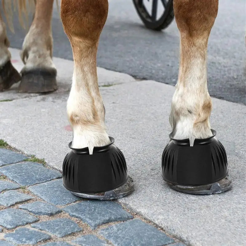 Horse Bell Boots 2pcs Rubber No-Turn Horse Bell Boots Soft Equine Boots Protective Gear