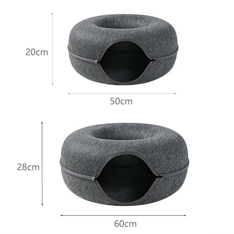 Donut Cat Bed for 2 Cats Pet Cat Tunnel Toys Kitten House