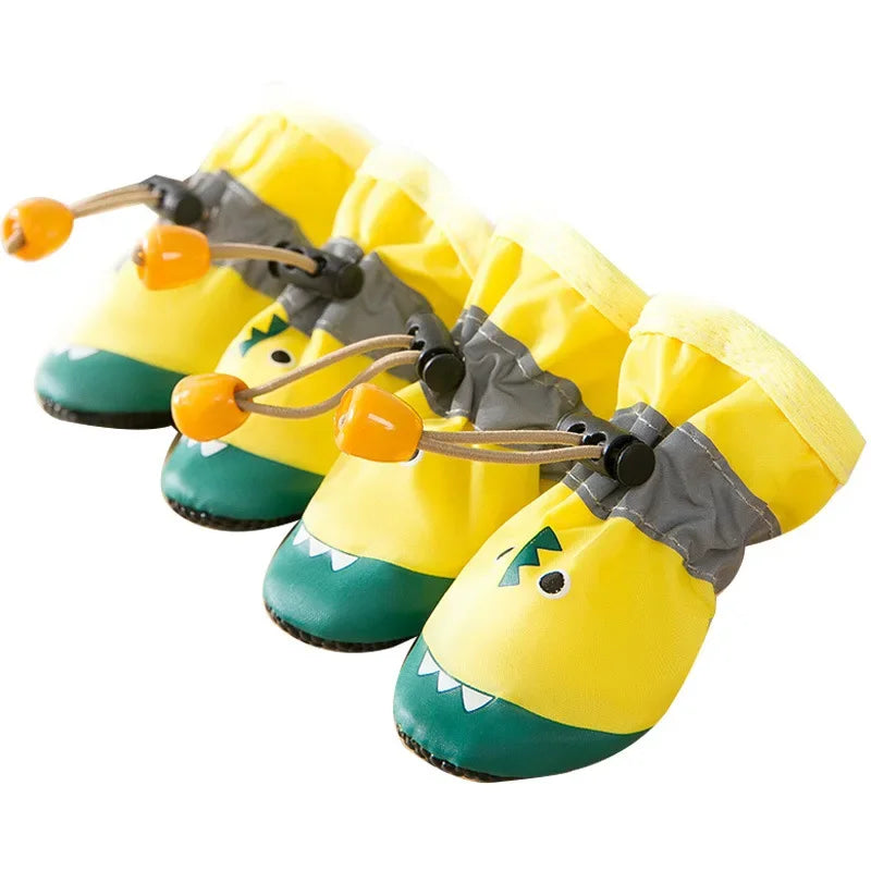 4Pc/Set Pet Dog Rain Shoes Anti Slip Waterproof Cat Shoe Rubber Boots Crocodile Shape for Outdoor Footwear Socks