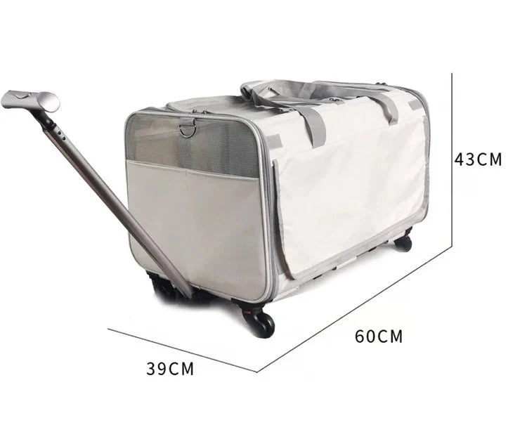 Portable Pet Trolley Case Carrier Supplies Detachable Universal Wheel Travel Bag