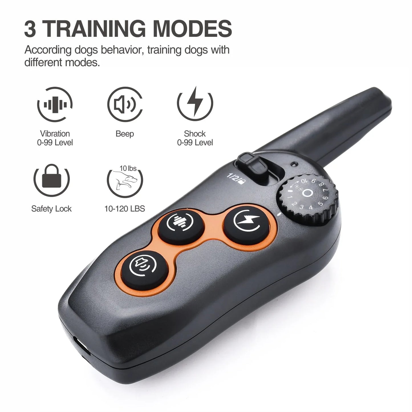 Electric Shock Collar IPX7 Waterproof Dog Training Collar with Remote