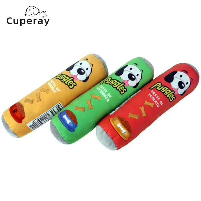 Dog Molar Toys Barrel Shape Sound Puppy Chew Plush Toy