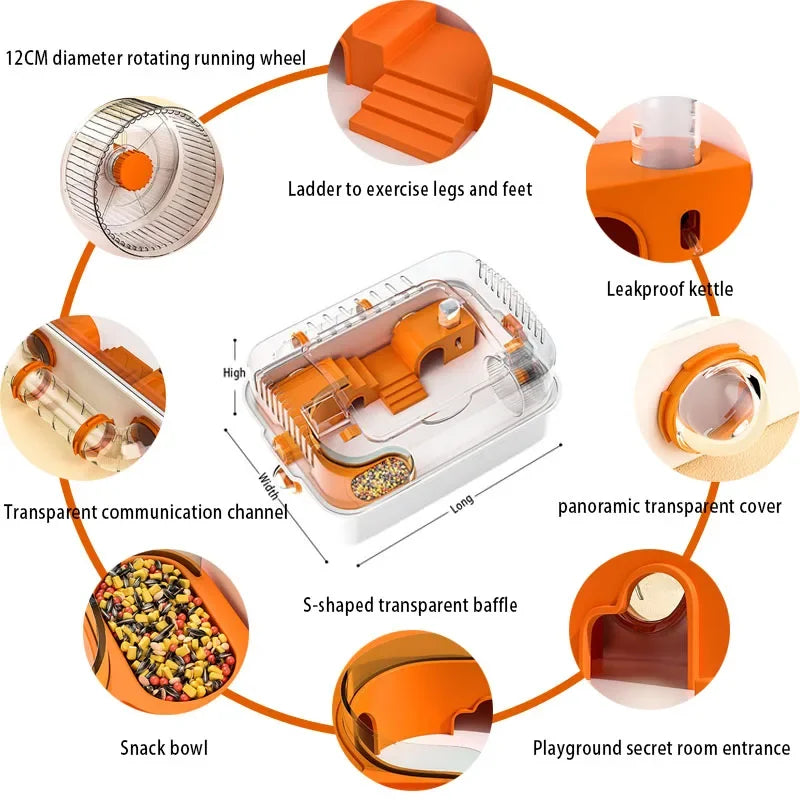 Transparent Habitat Small Animal Cage with Accessories