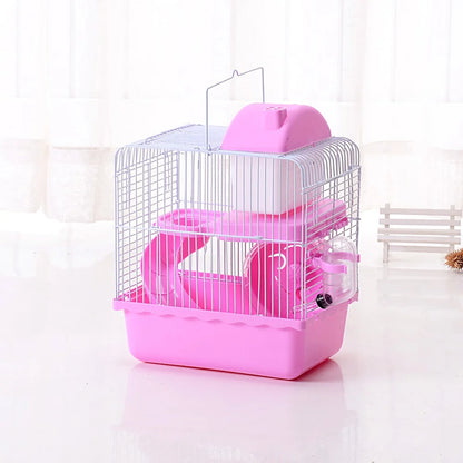 Double Layer Cage Acrylic Portable Small Pets House Includes Water Bottle Exercise Wheel