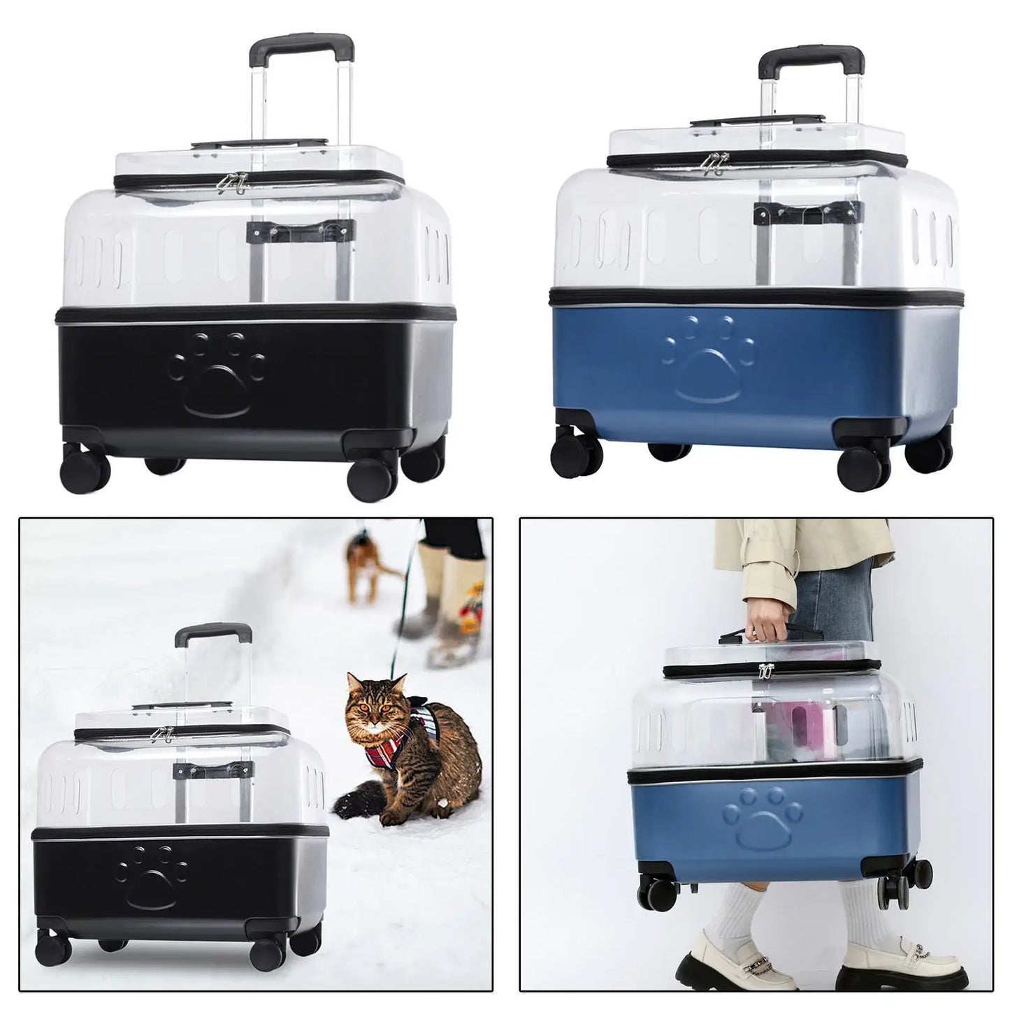 Pet Travel Carrier Cat Dog Carrier with Wheels Ventilated Pet Carrier Cat Carrier Suitcase