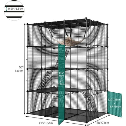 4 Tier Cat Cage Large with Hammock Outdoor Cat Enclosure Catio Metal Kennels