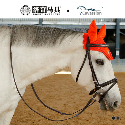 cavassion beautiful cowhide leather bridle anti-slip rubber reins