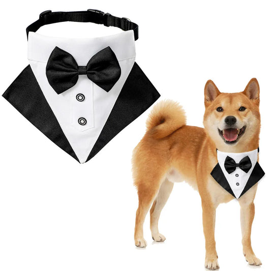 White Collar Dog Suit Formal Tuxedo Bow Ties Dog Necktie