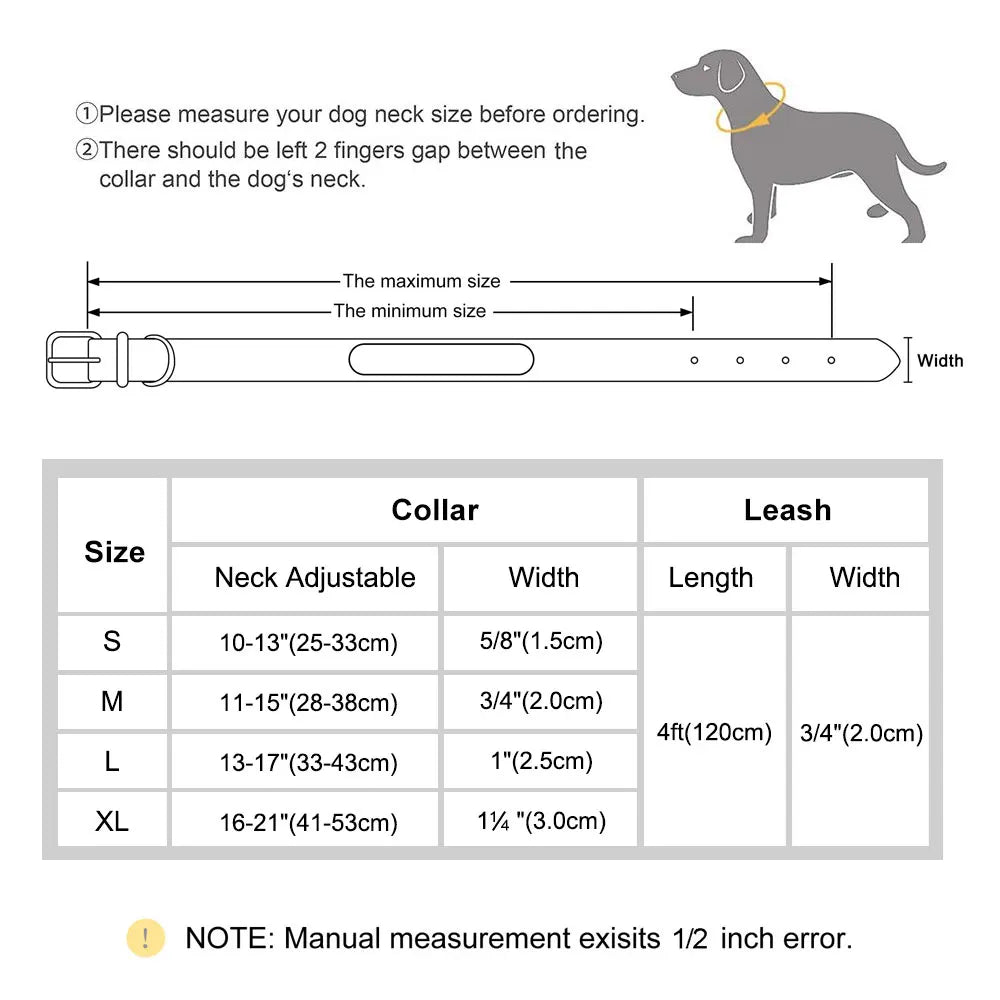 Custom PU Leather Dog Collar Leash Set Personalized Dog Collars Free Engraved Nameplate