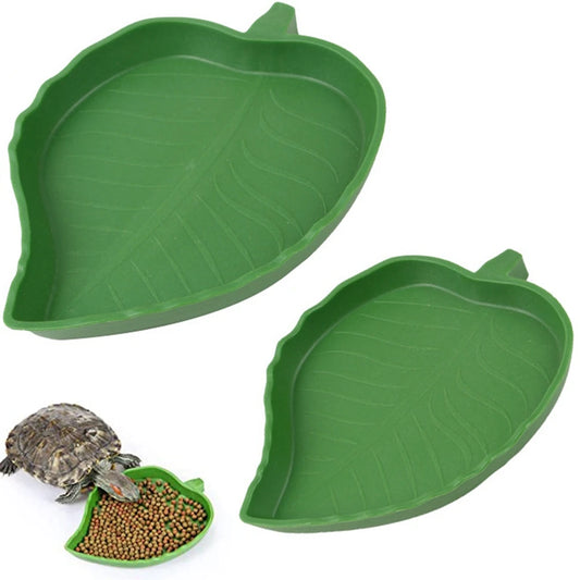 Leaf-Shaped Reptile Food Bowl Small Pet Feeder