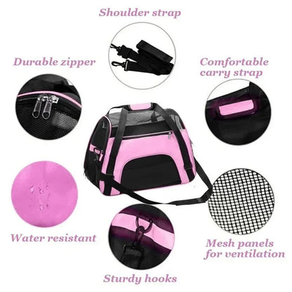 Pet Carrier Bags Outgoing Travel Handbag with Locking Safety Zippers