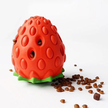 DualPet Dog Chew Toys Rubber Strawberry Shaped Food Leaking Toy Durable Eco-friendly Food Dispenser