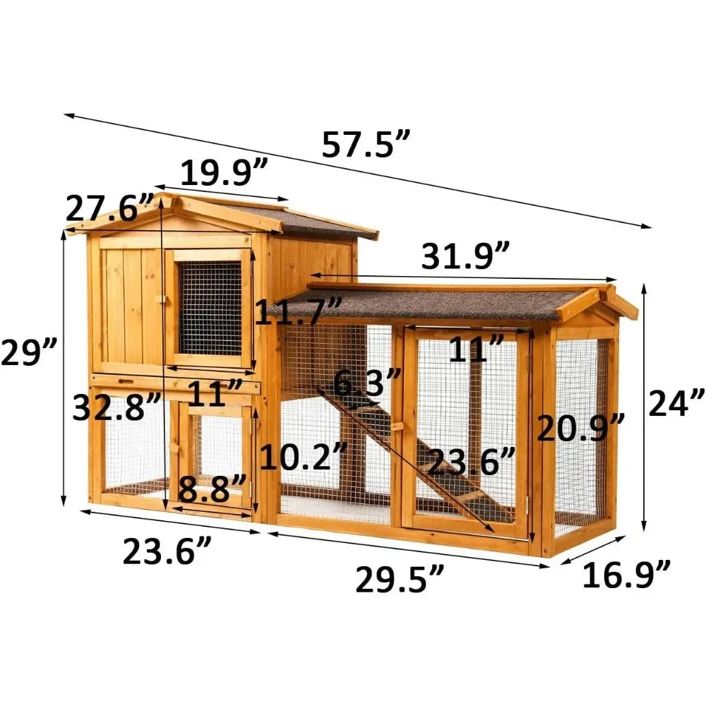 Chicken Coop Large Wooden Rabbit Hutch Ventilation Door Removable Tray & Ramp