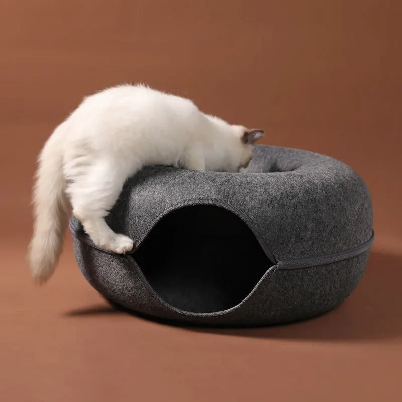 Donut Cat Bed for 2 Cats Pet Cat Tunnel Toys Kitten House