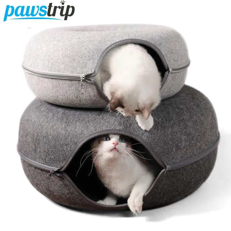 Donut Cat Bed for 2 Cats Pet Cat Tunnel Toys Kitten House