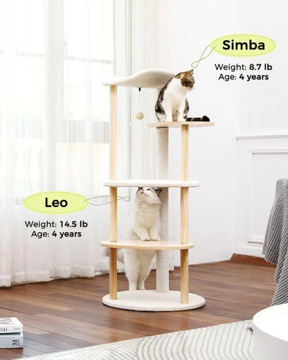 PAWZ Road Cat Tree Cat Tower for Indoor Cats,5-Level Cat Playhouse Beige