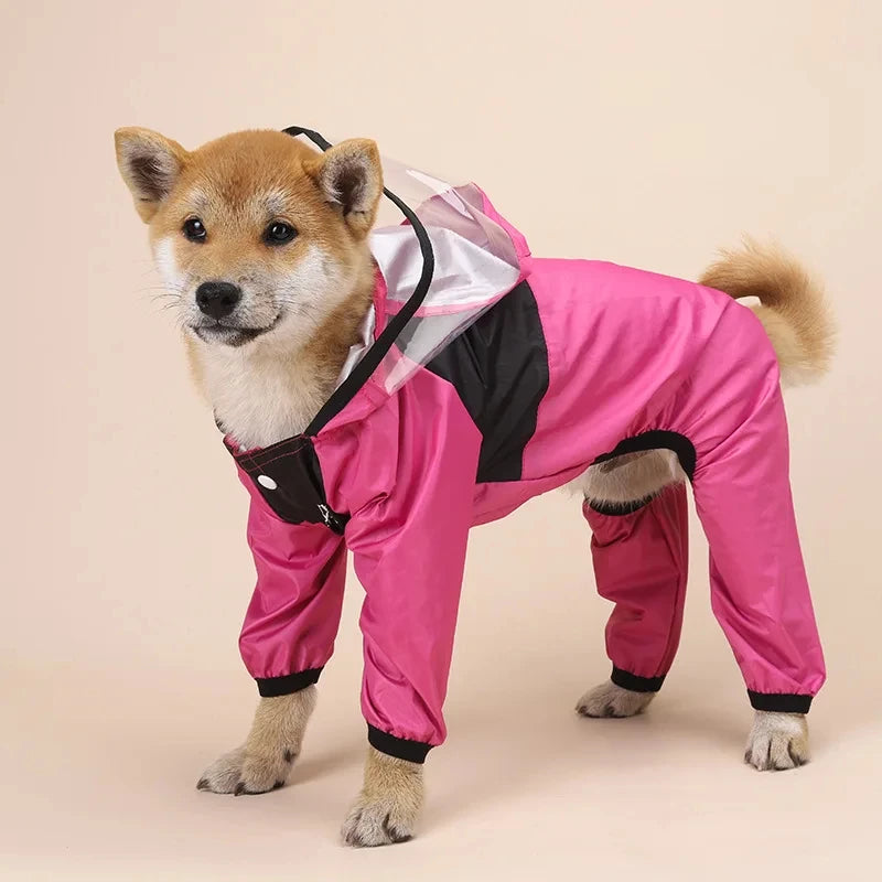 Pet clothing, dog all-season raincoat, four legged coat, transparent PU waterproof clothing