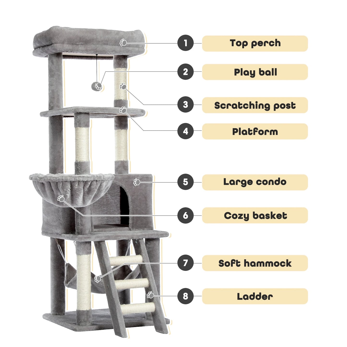 Luxury Cat Tree Condo Furniture Kitten Activity Tower with Scratching Posts Perches Hammock