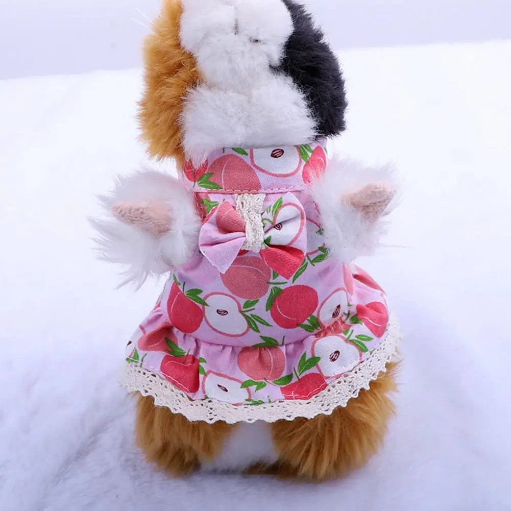 1 Set Rabbit Clothes Leash Lace Hem Bowknot Traction Rope Pet Harness Dress