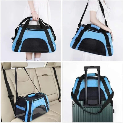 Pet Carrier Bags Outgoing Travel Handbag with Locking Safety Zippers