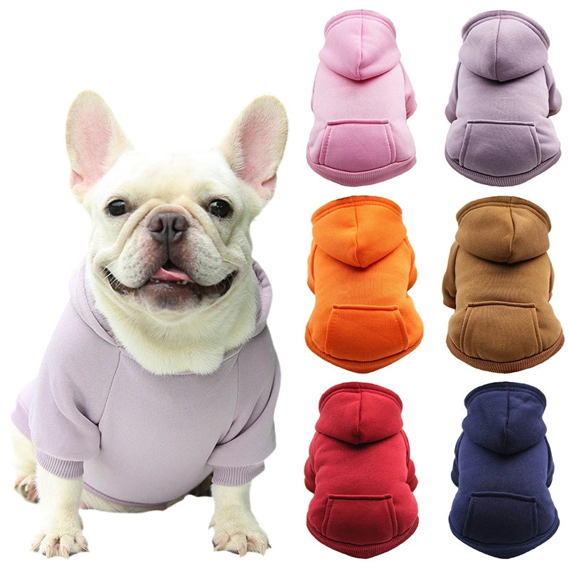 Pet Clothes Warm Dog Hoodies Solid Color Dog Sweatshirt Dog Coat